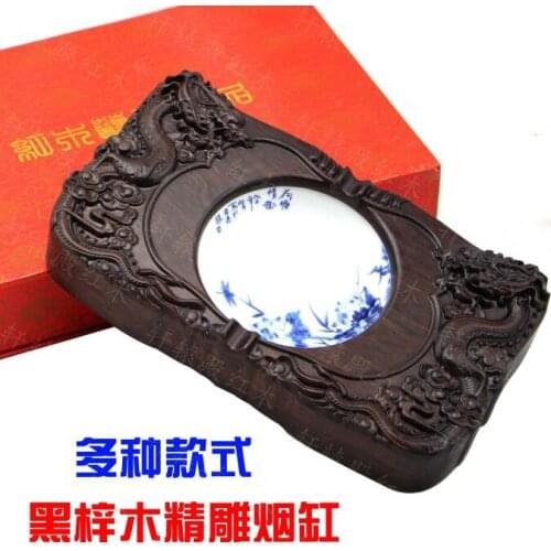 Wholesale red wood carving wood ashtray gift ashtray gift boxes with black Azusa wood Ashtray Smoking