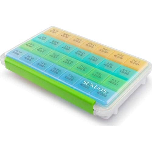 28 Grid Compartment 4 Week Medicine Storage Organizer Container Pill Case Medicine Tablet Portable Dispenser