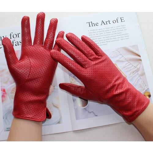 Bickmods New Women Goat Leather Gloves Color Mesh Hollow Design High Quality Driving Spring And Autumn Wear Gloves
