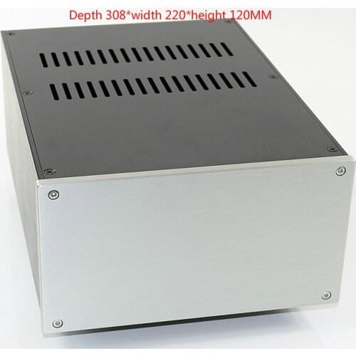Size: D308 W220 H120mm DAC Amplifier Case Aluminum Chassis Power Supply DIY Case CJ-WA123