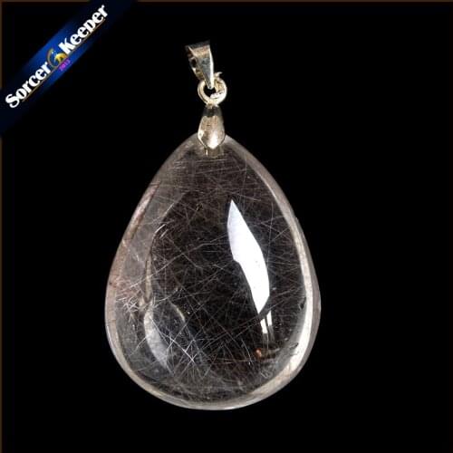 Rare Natural Quartz Gold Rutilated Garden Quartz Crystal Love Necklace Pendant natural minerals Fish Tank Beads OS439