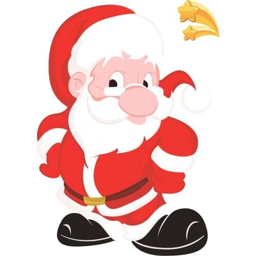 Christmas Static Sticker Fridge Window PVC Decal Home Office Shop Self-adhesive Decoration, Long Hat Santa Clause
