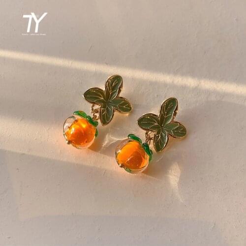 Creative Simulation Fruit Persimmon Earrings For Woman Korean Fashion Jewelry Spring and Summer Party Girls Unusual Earrings