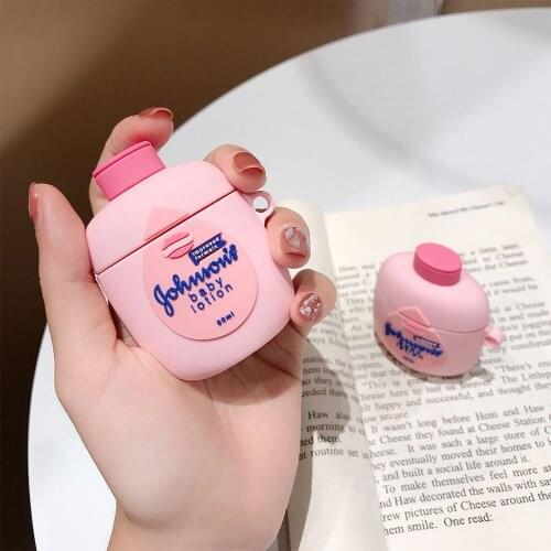3D Cute Body lotion Wireless Bluetooth Headset Silicone Case For Airpods Earphne Protective Case Shockproof soft Case