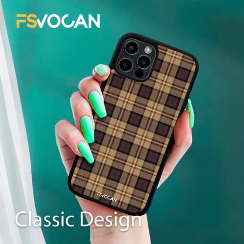 Silicone Phone Case Cover For iPhone 11 12 Phone Case For iPhone 11 12 Pro Max 7 8Plus X XR XS Glossy Tartan Plaid Design Fundas
