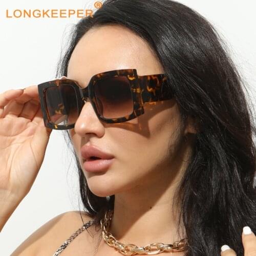 Leopard Oversized Square Sunglasses Women Big Frame PC Lens Vintage Luxury Brand Eyewear lady UV Protection Summer Gafas