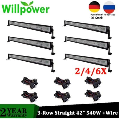 Willpower 2/4/6X Offroad LED Bar 42 inch 540W 3-Row Straight LED Car Work Light Driving Lamp Truck 4x4 4WD ATV SUV 12V 24V