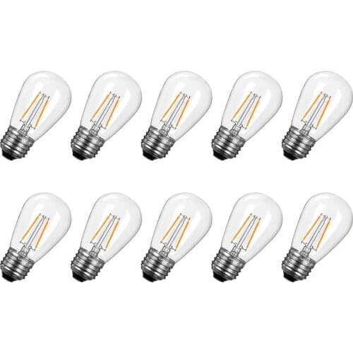 10Pcs S14 2W 4W LED Edison Light Bulbs E27 Waterproof Vintage LED Filament Bulb for Outdoor Commercial String Light Replacement