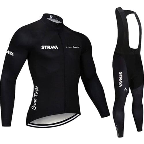 STRAVA Mens Cycling Jersey Long sleeve set MTB Bike Clothing Maillot Ropa Ciclismo Hombre Bicycle Wear 20D GEL bib pants