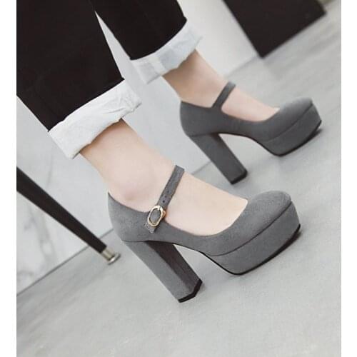 Big Size ladies high heels women shoes woman pumps Shallow mouth thick with waterproof table