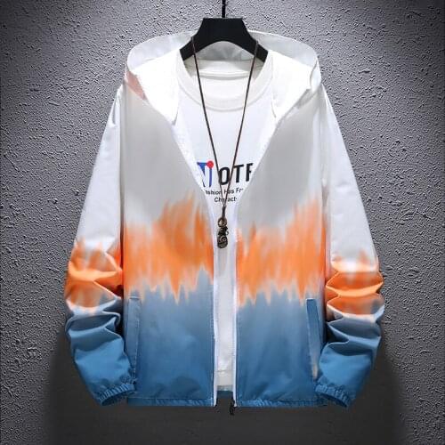 Spring Autumn Thin Windbreaker Jacket Mens Color Contrast Street Couple Jacket Coat Young Male Hooded Bomber Outwear