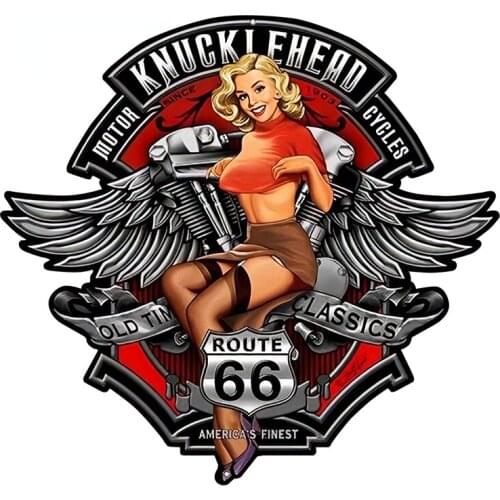 3D Sexy Girl Knucklehead Motorcycles Pin Up Girl Waterproof Car Window Bumper Accessories Cover Scratches Waterproof Car Sticker