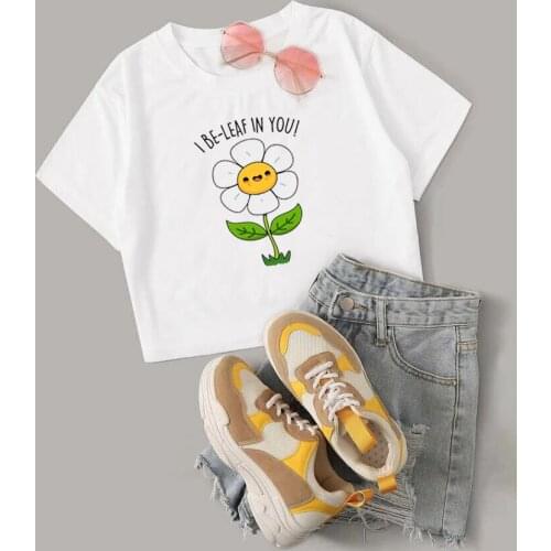 I Be-leaf In you Hipster Crop Tops Women Sexy Fashion Clothing T-Shirt graphic Summer t shirt tshirt Tees Plus Size Cropped tees
