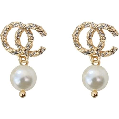 MIQIAO Gold Plated OC Pearl Drop Pendientes Piercing Stud Earrings for Women Girls Fashion Wedding Friends Gift Jewelry Boho