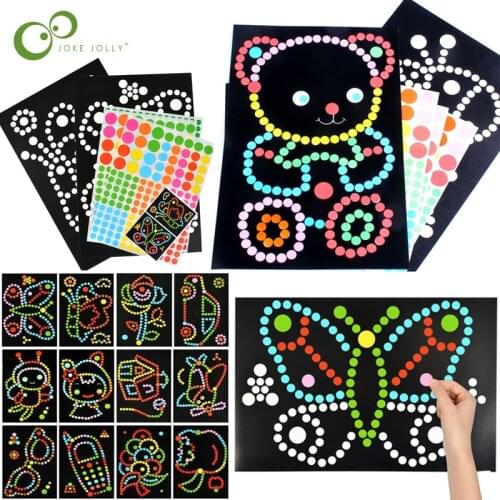 10/15/30pcs DIY Colorful Dot Primary Mosaic Puzzle Stickers Games Cartoon Animal Learning Education Toys Children Kids Gift YJN