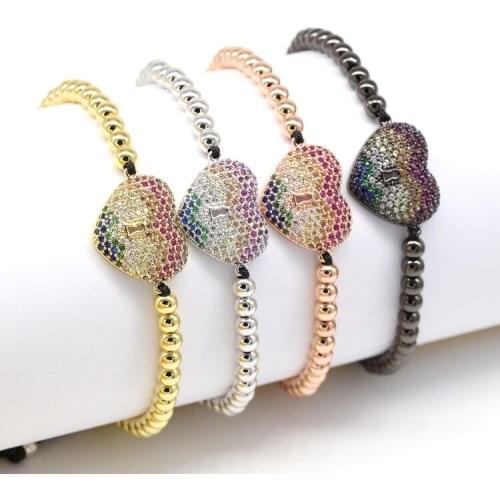 10pcs/Lot Wholesale Fashion Design Charms Heart Bracelets Woman CZ Filled Top Jewelry Love Womens Bracelet For Women