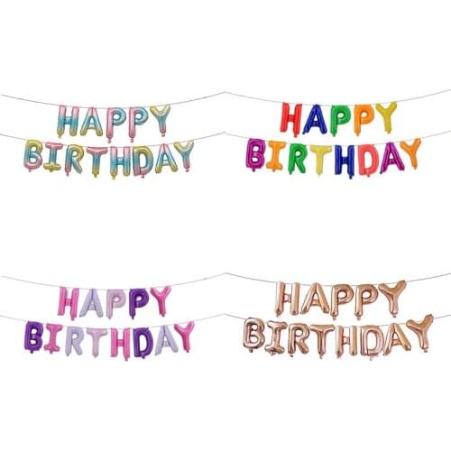 13pcs/lot Rainbow Gradient Color 16inch Letter Happy Birthday Balloons Kids Baby Shower Party Decor Aluminum Balloon Foil Baloon