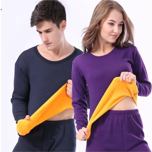 2PCS Set Couple Winter Thick Thermal Pajamas Woman Winter Warm Layered Clothing Pajamas Set Thermal Set Male Long Pajama Hot-Dry