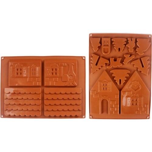 2pcs Silicone Dessert Mold Chocolate House Christmas House Mold DIY Bread Baking Tool Party Decor Kitchen Accessories