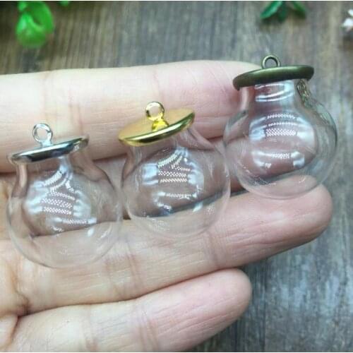 5sets/lot silver/gold/bronze color 20*12mm glass globe orbs, glass vial pendant glass dome cover glass necklace pendants charms