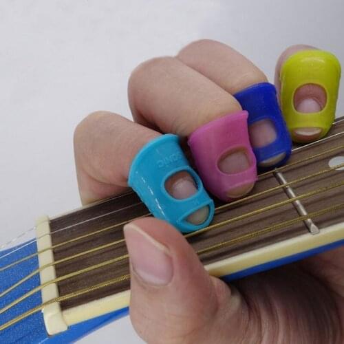 5Pcs/Set Guitar Thumb Picks Finger Caps Elastic Silicone Ukulele Finger Hats Splicing Line Pressing For Fingers Protect Cover