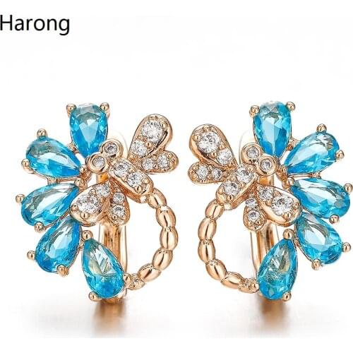 AAA Natural Zircon Flower Earrings Noble Women Aesthetic Jewelry Party Graduation Banquet Earrings Small Alloy Accessories