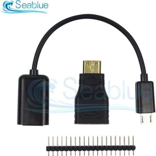 3 in 1 For Raspberry Pi Zero Adapter Kini HDMI to HDMI Adapter Micro USB GPIO Connector Basic Kit Male to HDMI Female Adapter