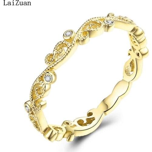 Solid 14K Yellow Gold 0.1CT Natural Diamond Engagement Antique Jewelry Band Ring