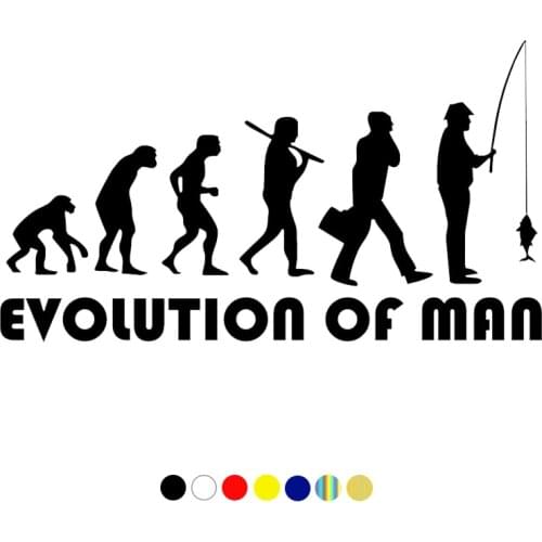 CS-279#11*20cm The evolution of man Fisherman. Fishing funny car sticker and decal silver/black vinyl auto car stickers