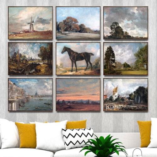 Home Decoration Art Wall Pictures Fro Living Room Poster Print Canvas Paintings England John Constable Landscape Rainbow mill