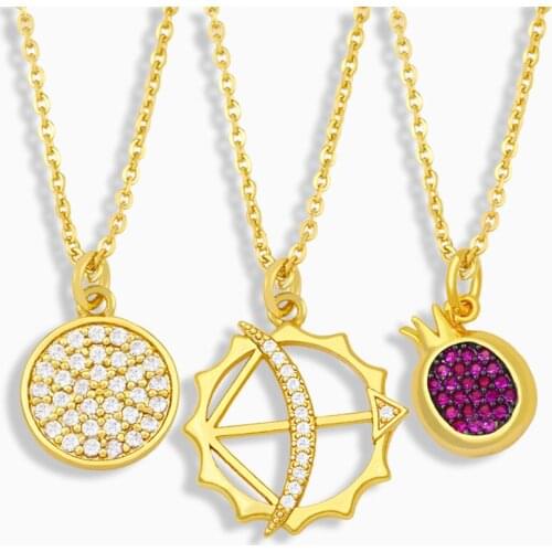FLOLA Rhinestone Cupids Arrow Necklace For Women Gold Plated Pineapple Pendant Necklace Cubic Zirconia Wholesale Jewelry nkev21