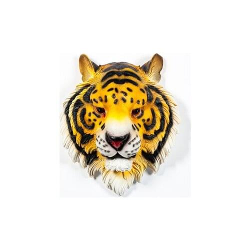 Animal Head Yellow and White Tiger Head Wall Hanging Industrial Wind Hanging Crafts art Home Statue Background decoration