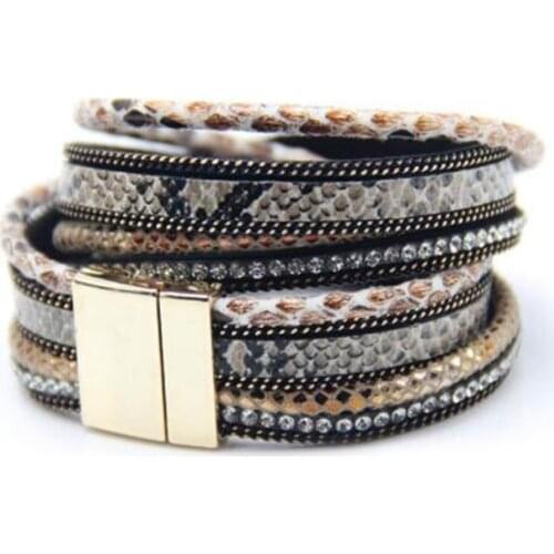 Best selling fashion hand-woven ethnic wind multi-layer golden snake tattoo bracelet alloy magnet buckle bracelet free shipping