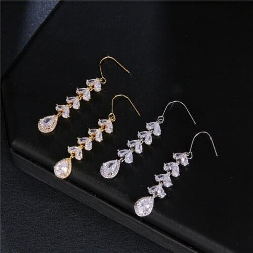 Kpop Brass Silver Color Flower Female Earring Personalized Shining Zircon Earrings Trendy Women Jewelry Luxury ​Wedding Gift