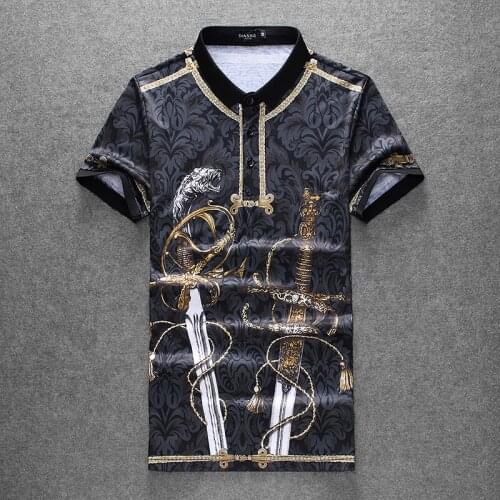 Great Designer Mens Hot 2020 Summer New Polo Shirts Warriors Sword Pattern Short Sleeve Breathable Shirt 5XL E302