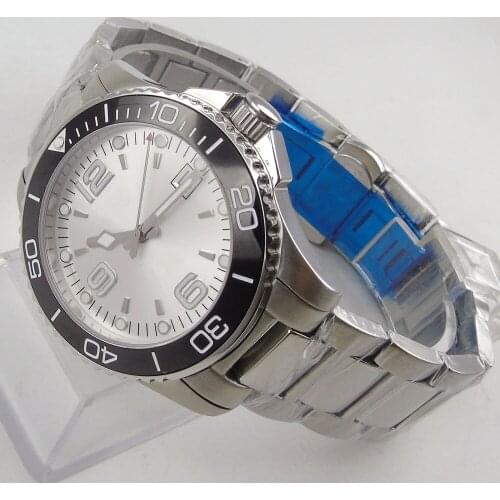 40mm SUB Steel Case Ceramic Bezel Mechanical Mens Watch Luminous Silver Dial 21 Jewels MIYOTA 8215 Bracelet Date Sapphire Glass