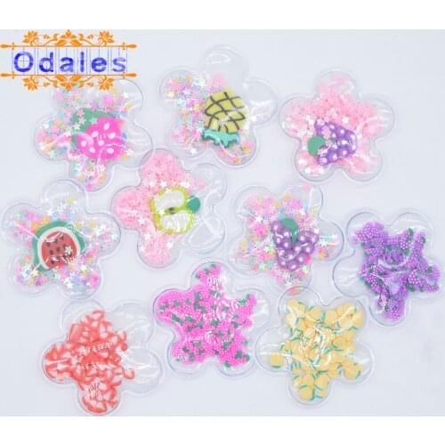 10Pcs/lots Shake Sequins Flower Appliques Baby Girls Hairband Hat Bag Accessories Fruit Slices Addition Colorful Clay Patches