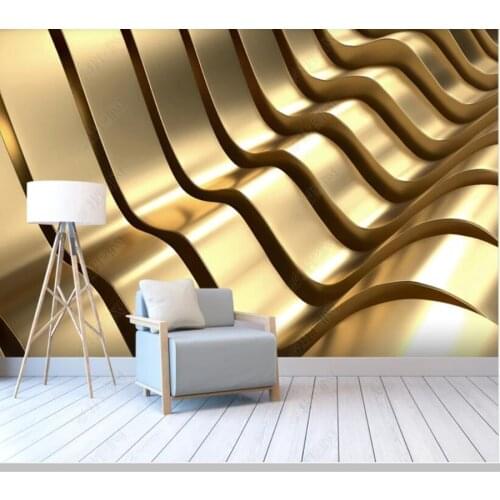 Papel de parede 3d stereo Golden abstract curve modern wallpaper,living room tv wall bedroom wall papers home decor bar mural