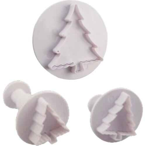 Christmas Tree Plastic Cake Cookie Biscuit Cutter Printing Plunger Mold Fondant Baking Cake Decorating Tools Christmas Baking