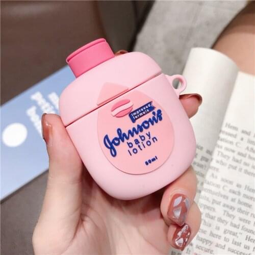 Pink Baby Lotion Bottle Cute Cartoon Funny Bluetooth Wireless Headset Cover for Apple Airpods 1/2 Protective Charging Case