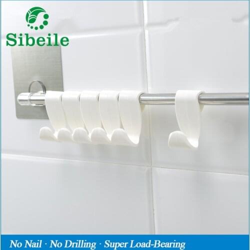 SBLE Stainless Steel Wall Mounted Towel Rail Bar Rack Hanger Hooks Holder Storage Home Kitchen Bathroom Accessories