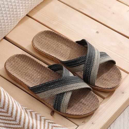 Mens Fashion Casual Slip On Cane Slides Indoor Home Slippers Sandals Men Summer New 2021 Beach Shoes Шлепанцы Женские Летние