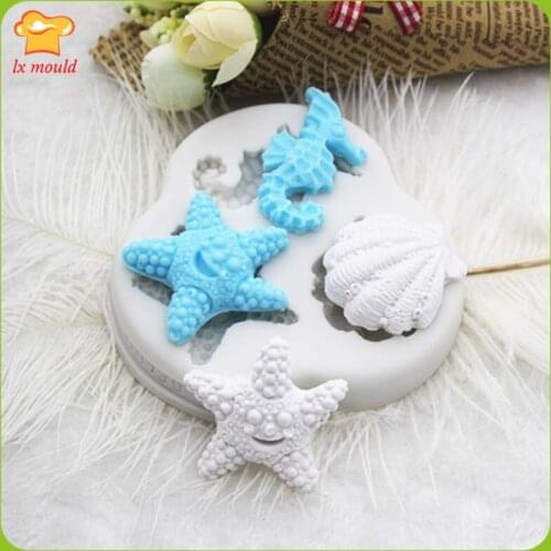 Sea Creature Silicone Mould Seahorse Sea Star Conch Candy Chocolate Silicone Mold Aromatherapy Plaster Molds