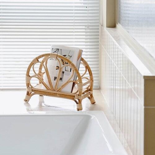 GY Nordic Rattan Magazine Shelf Household Minimalist Desktop Storage Rack Creative Storage Small Bookshelf