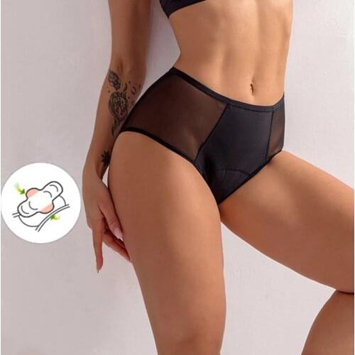 Menstrual Panties Women Physiological Period Underpant High-Rise 4-Layer Leakproof Lingerie Mesh Breathable Cotton Crotch Briefs
