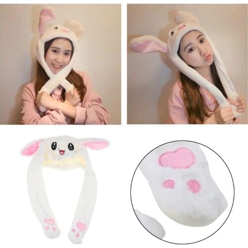 Magic Moving Ear Rabbit Hat Cute Accessories for Party Webcast Play Dancing Selfie Lovely Girl Gift Magic Hat