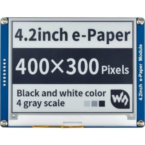 2-Color 4.2" e-Paper Eink Display Module for Raspberry Pi Jetson Nano, SPI Interface, 400x300 Resolution 4 Grey Scale