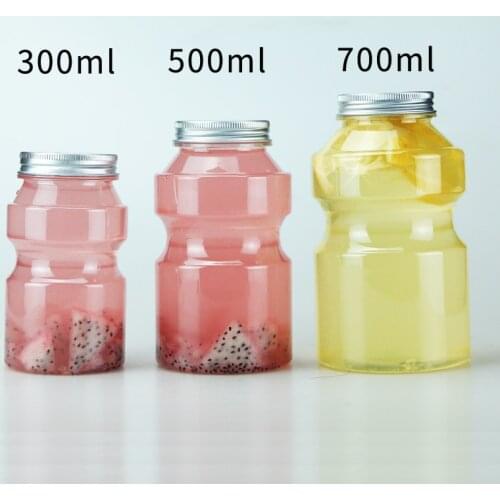 10pcs Net red empty bottle cold drinks juice ice coffee cup birthday party favors bubble tea cup 300ml yogurt bottles wtih lid