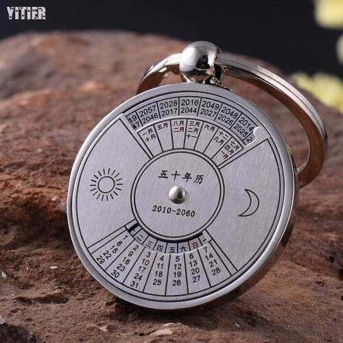 10pcs/lot Creative High-end Quality Calendar Key Buckle Rings Can Check Date Chinese English Classic Pendants Keychain Gift A129