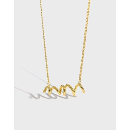 18K Gold 100% Authentic 925 Sterling silver Irregular curve Pendant Necklace FINE Jewelry TLX1070